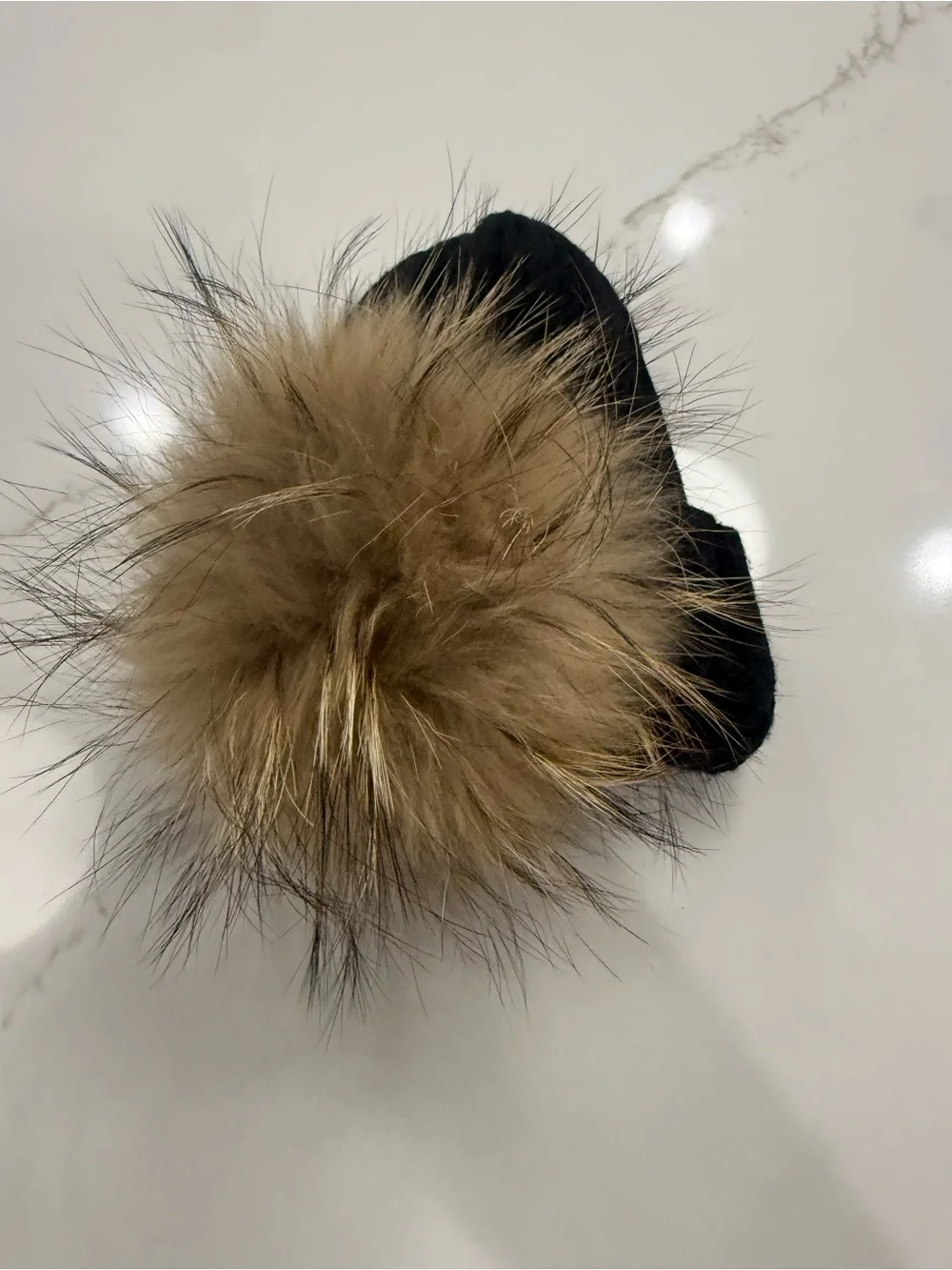 Chloe K Black Knit Kids Beanie with Removable Faux Fur Pom Pom Winter